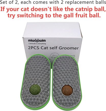 2 Pcs Catnip Toys Balls That Stick on Wall,Cat Toy Ball, Catnip Wall Balls for Cats Lick,Cat Face Scratchers, Cat self Groomer for Indoor Cats, Corner Brush