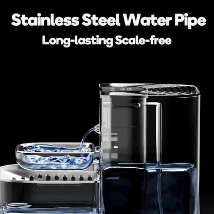 Cat Water Fountain with Heating, 4.5L Automatic Water Dispenser for Cats, Ceramic Bowl, No Filters, Wastewater Separation, Wireless Water Dispenser for Cats and Small Dogs