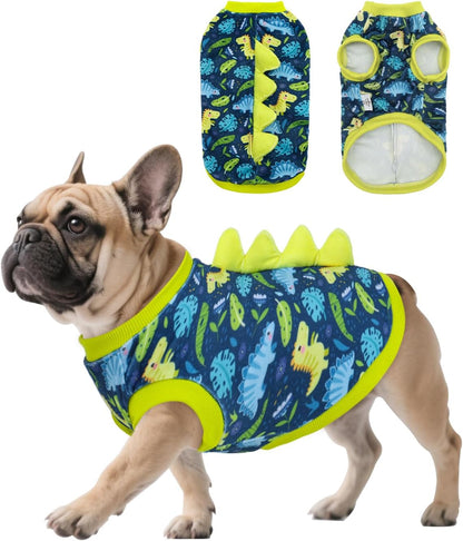 CuteBone Dinosaur Costume Dog Shirt, Stretchy Velvet T-Shirt Clothes for Small Dogs, Soft & Breathable Pet Tee Outfit Cat Apparel for Daily Wear, Cozy Pullover Design Puppy Fashion COSBX06L
