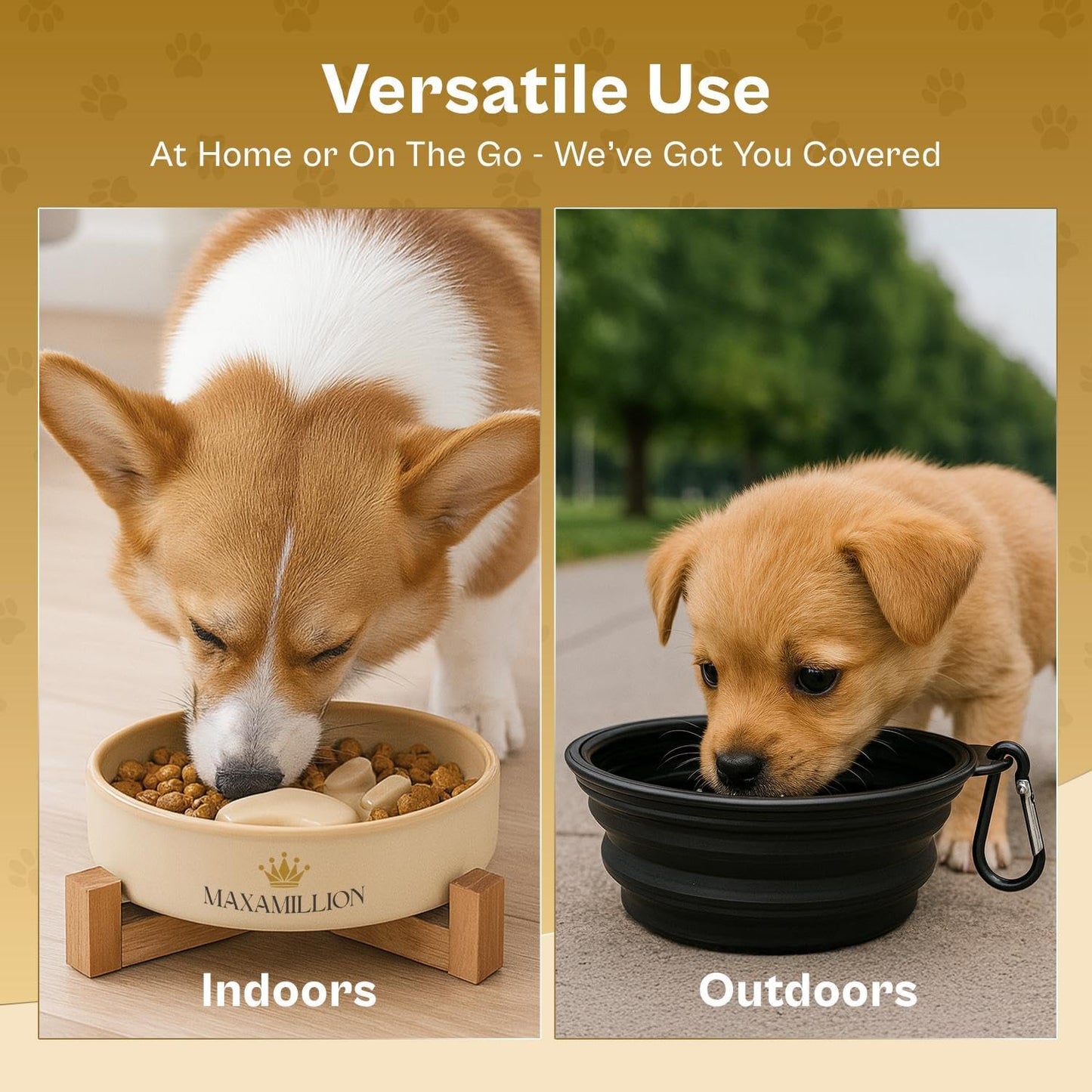 2 Ceramic Slow Feeder Dog Bowls for Small & Medium Dogs – Heavy Puzzle Maze Ceramic Dog Bowl for Fast Eaters to Stop Bloat, Vomiting & Choking – Non-Slip, Healthier and Easy-to-Clean