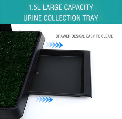 Dog Urinal containing 2 Replaceable lawns, Dog Potty Grass .Portable pet bedpans That can be Washed， Suitable for Almost All Types of Dogs. Length: 25 inches. Width 20 inches. Height: 3 inches