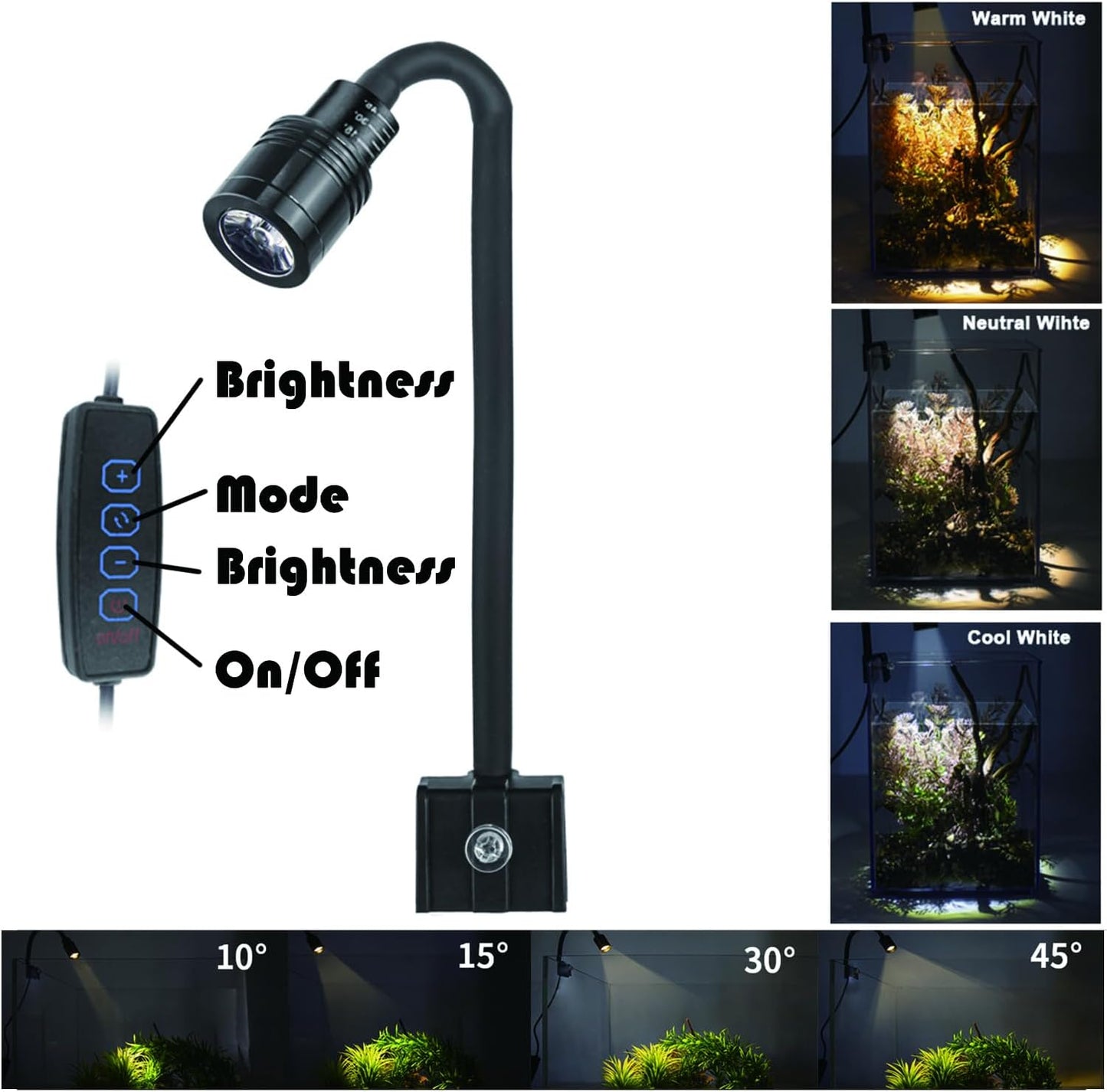1.5Gallon Glass Aquarium Nano Small Fish Tank Start Kit with Adjustable Filter,LED Light for Small Fish,Shrimp,or Betta 22 * 16 * 16cm