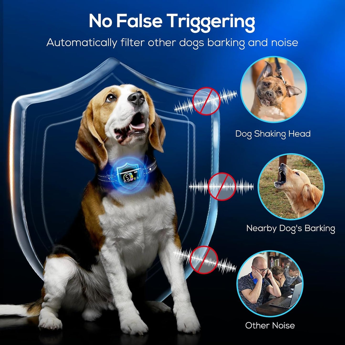 Bark Collar, 2 Pack Smart Dog Bark Collar for Large Medium Small Dogs, Anti Barking Device for Dogs Training Collar with Beep Vibration Harmless Shock, 5 Adjustable Sensitivity (Black)