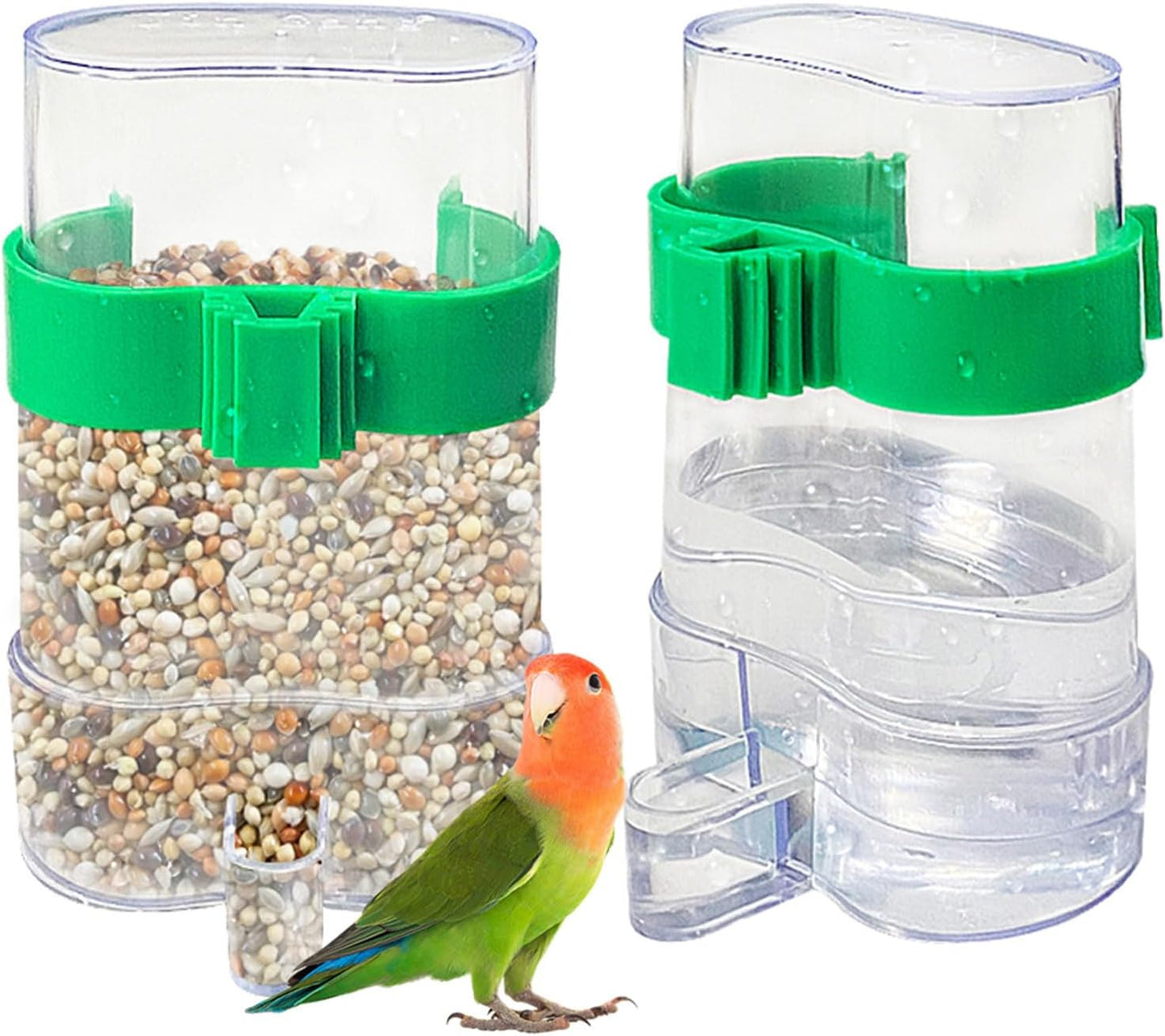 2 Pcs Automatic Bird Water Dispenser, Bird Water Feeder, Bottles Parrot Drinker Seed Food Container, Parakeet Cage Accessories for Parakeet Budgies Cockatiel Lovebird Small Birds Canary Finch
