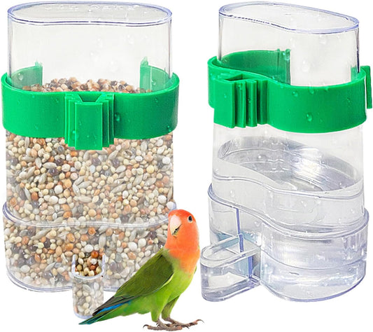2 Pcs Automatic Bird Water Dispenser, Bird Water Feeder, Bottles Parrot Drinker Seed Food Container, Parakeet Cage Accessories for Parakeet Budgies Cockatiel Lovebird Small Birds Canary Finch