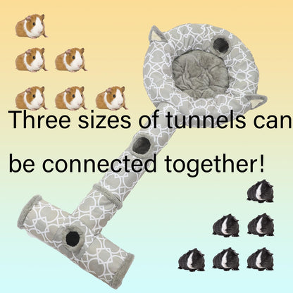 LUCKITTY Plush Inside Stright Shape Small Animals Tube Tunnel with Interactive Ball for Guinea Pig, Hamster, Chinchilla, Hedgehog Hiding and Resting, Geometric Grey