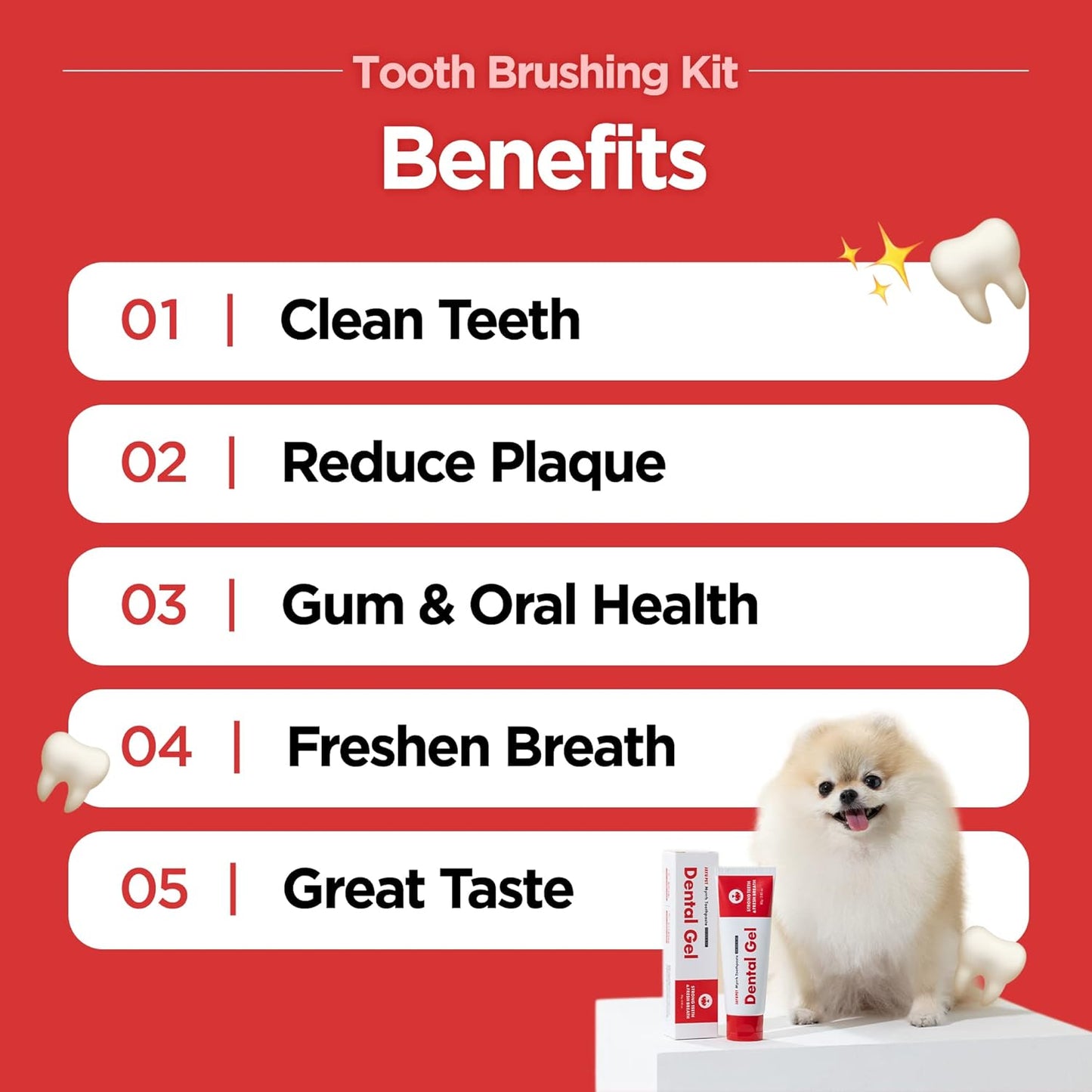 JAYU PET Tooth Brushing Kit - Dental Gel 1EA + Dental Care Brush 1EA | Dog Cat Toothbrush Set, Dental Oral Care Kit