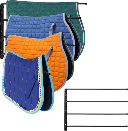 Saddle Pad Rack 4 Bar Wall Mount, Horse Blanket Holder 180 Degree Swing Rack Arms Saddle Rack Wall Mount for English Saddle Pad Storage Various Accessories (15.8 x 23.6 Inch)