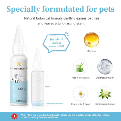 Pet Steam Brush for Dog & Cat shower bath brush Grooming Comb with Spray, Defur Tool, Water-Free Shampoo, Bath Gloves,Bath Brush, Tooth & Ear Brush, Towel (11PCS)