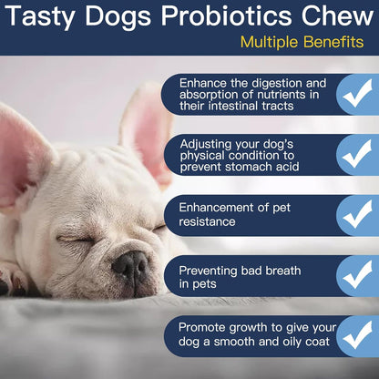 Probiotics for Dogs, Dog Probiotics for Yeast, Itchy Skin and Itchy Ears, Digestive Enzymes with Prebiotics for Digestive Health, Probiotic Chews for Dogs Support Immunity Health - (Chicken 240 Ct)