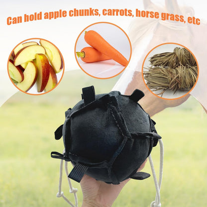 La La Pet Hanging Carrot Feeding Ball Interactive Feed Toy Relieve Stress and Avoid Boredom Equine Pony Cattle and Goat Treat Hay Balls Horse Stable Supplies Black
