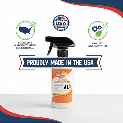 Natural Flea, Tick & Mosquito Spray for Dogs – Cedarwood & Citrus Formula – Plant-Based, DEET-Free, Non-Toxic, USA Made – Safe for Home & Pets – CITRATIDE (16 fl oz)