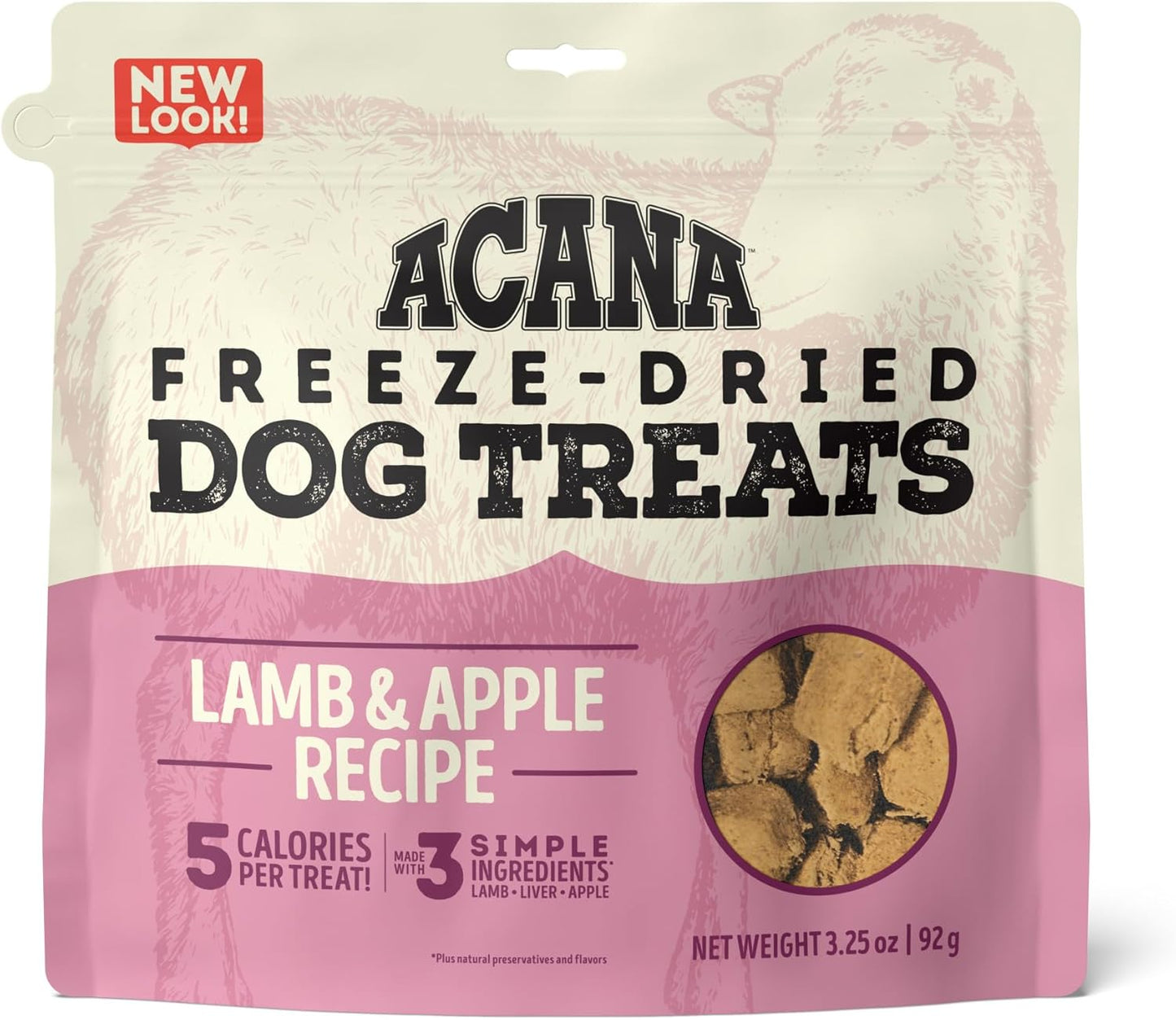 ACANA Singles Grain Free Dog Treats Limited Ingredients & Freeze-Dried Lamb & Apple Recipe 3.25oz Bag