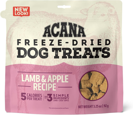ACANA Singles Grain Free Dog Treats Limited Ingredients & Freeze-Dried Lamb & Apple Recipe 3.25oz Bag