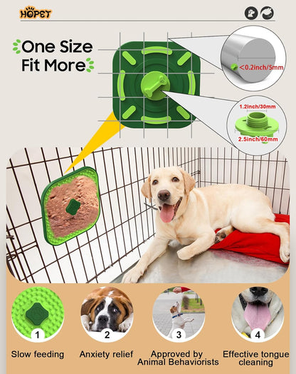 HOPET Licking Mat for Dogs Crate, Interactive Large 7.1" Size Lick Mats for Boredom Relief & Anxiety Reduction, Soft & Safe Peanut Butter Lick Pad for Training(Square-Shaped)