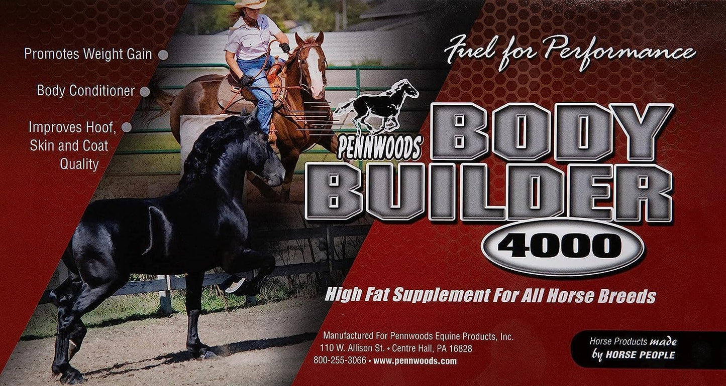 Pennwoods Body Builder 4000, Horse Weight Gain Supplement, High Fat and Energy Horse Weight Builder with Body Conditioning Horse Vitamins, Improves Hoof Quality - 25 LB Bag