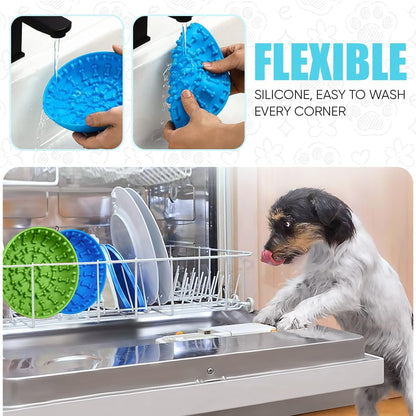 Lick mat for Dog Slow Feeder Bowl Anxiety Boredom Reducer Perfect for Yogurt, Peanut Butter. Wobble Dog Slow Feeder Bowl Easy to Clean - Non Slip Design BPA Free Silicone Licking mat - Blue
