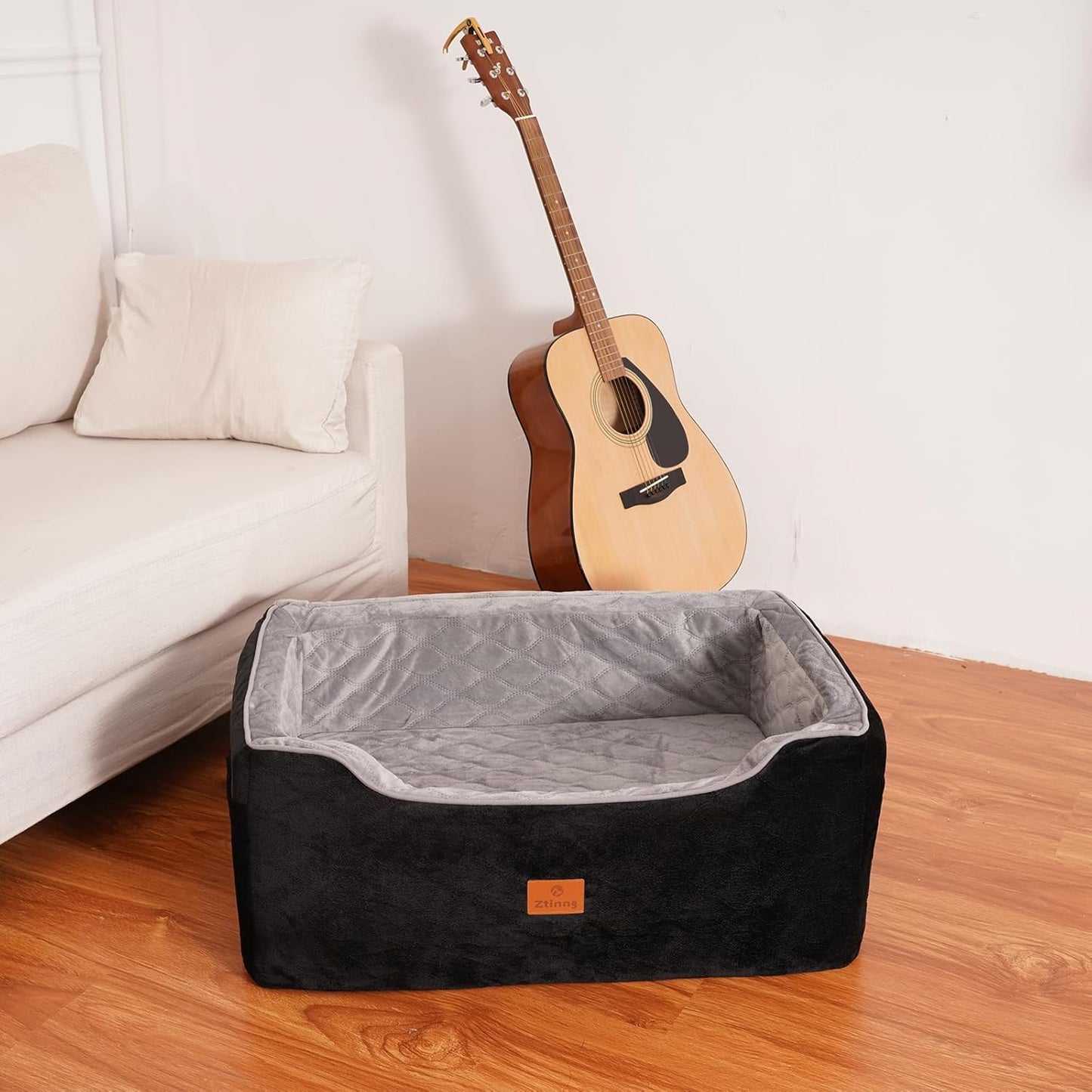 Elevated Dog Car Seat for Small/Medium Dog Booster Seat Up to 60Lbs or 2 Small Dogs Detachable & Washable with Safety Leashe Pet Sofa Bed with Thick Cushion for Travel with Storage Pocket