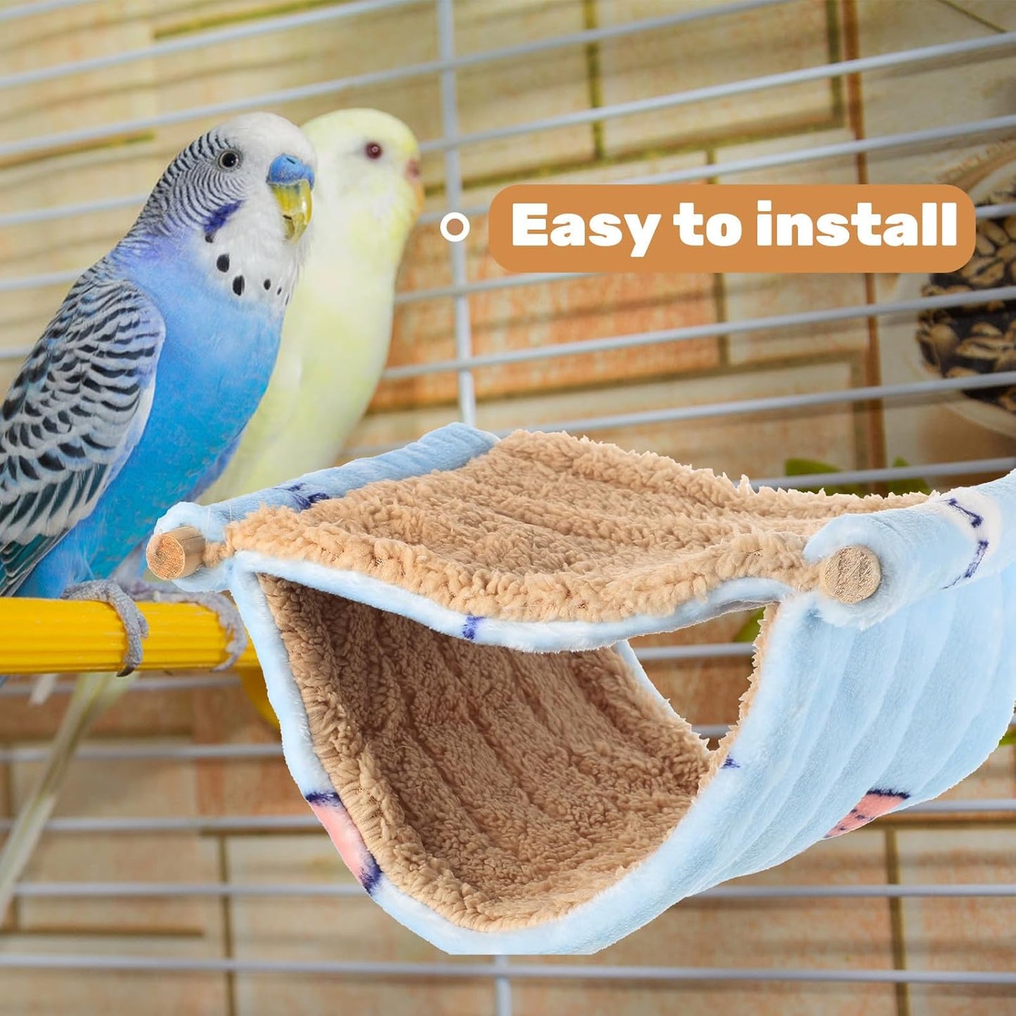 Double-Layer Hanging Hamster Hammock Comfortable Small Animal Bed Soft Fabric for Hamsters, Chinchillas, and Guinea Pigs, Blue Cozy Sleeping Nest for Cage Use