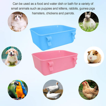 6 Pack Feeder (Blue, Pink), Hanging Feeder,Food and Water Container, Bath Water Bowl Universal for Birds Hamsters Mice Rats Rabbit Guinea Pig Small Pets (S)