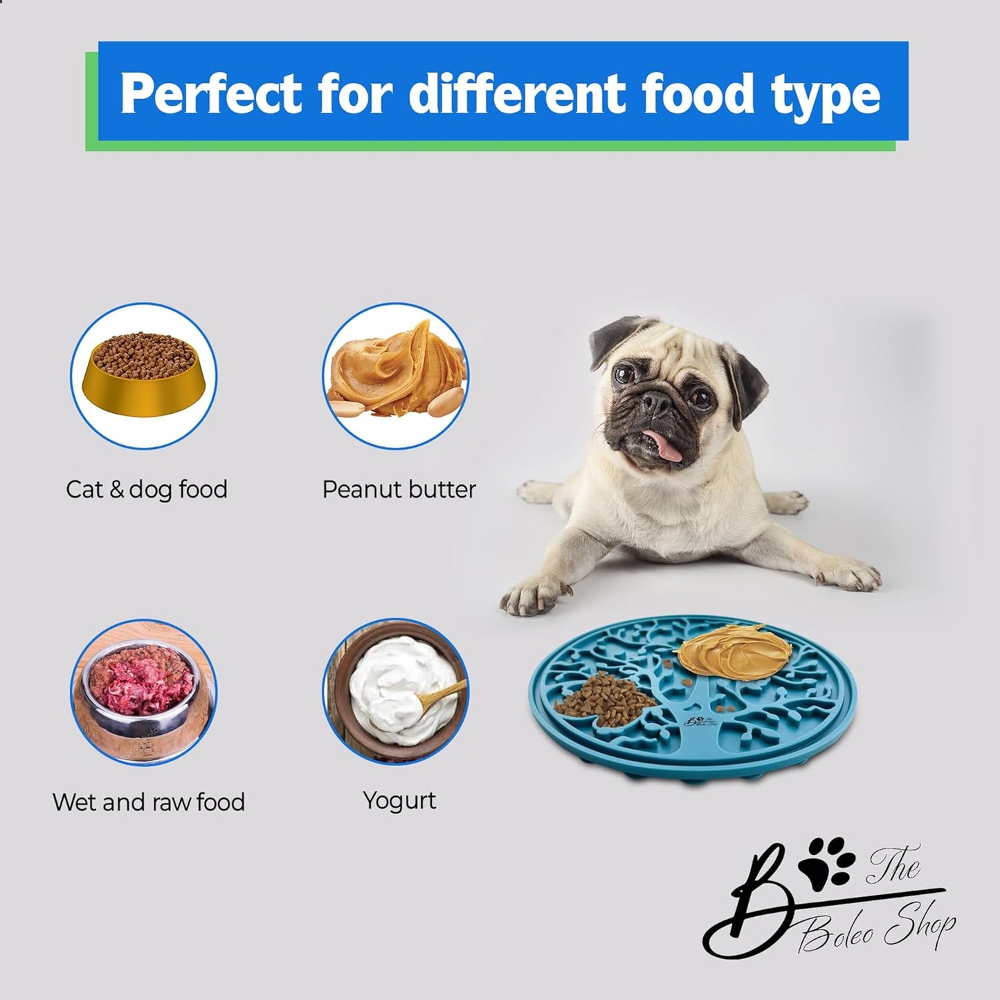 B The Boleo Shop Tree Design Lick Mat for Dogs and Cats, Slow Feeder, Anxiety Relief, Improve Grooming Session, Dog Toy to Keep Busy