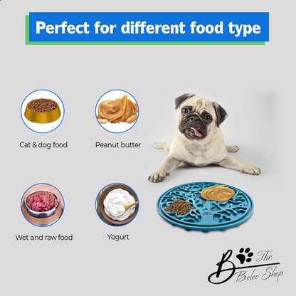 B The Boleo Shop Tree Design Lick Mat for Dogs and Cats, Slow Feeder, Anxiety Relief, Improve Grooming Session, Dog Toy to Keep Busy