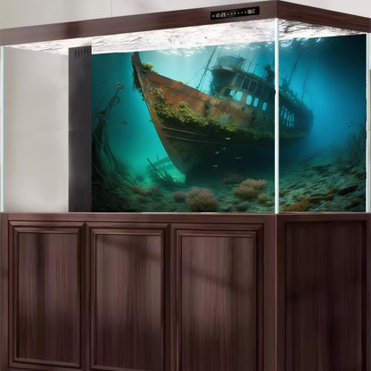 Underwater Shipwreck Aquarium Background Ocean Bottom Abandoned Ship Wreck Fish Tank Background Undersea Rusty Sunken Ship Terrarium Backgrounds Sunken Pirate Ship Reptile Tank Backgrounds 30x12in