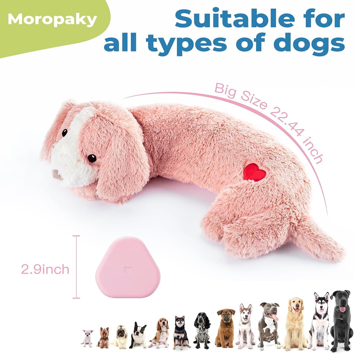 Heartbeat Toy Puppy Heartbeat Stuffed Toy for Dog Calming Aid, Heartbeat Puppy Toy for Pets Anxiety Relief, Dog Comfort Toy for Behavioral Aid Crate Training, Puppy Essential
