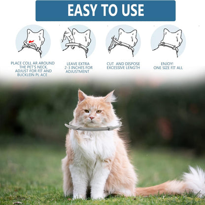 Flea and Tick Collar for Cats, 2 Pack Flea Collar for Cats, Offers 12 Months Protection, Waterproof, Adjustable, One Size Fits All Cat