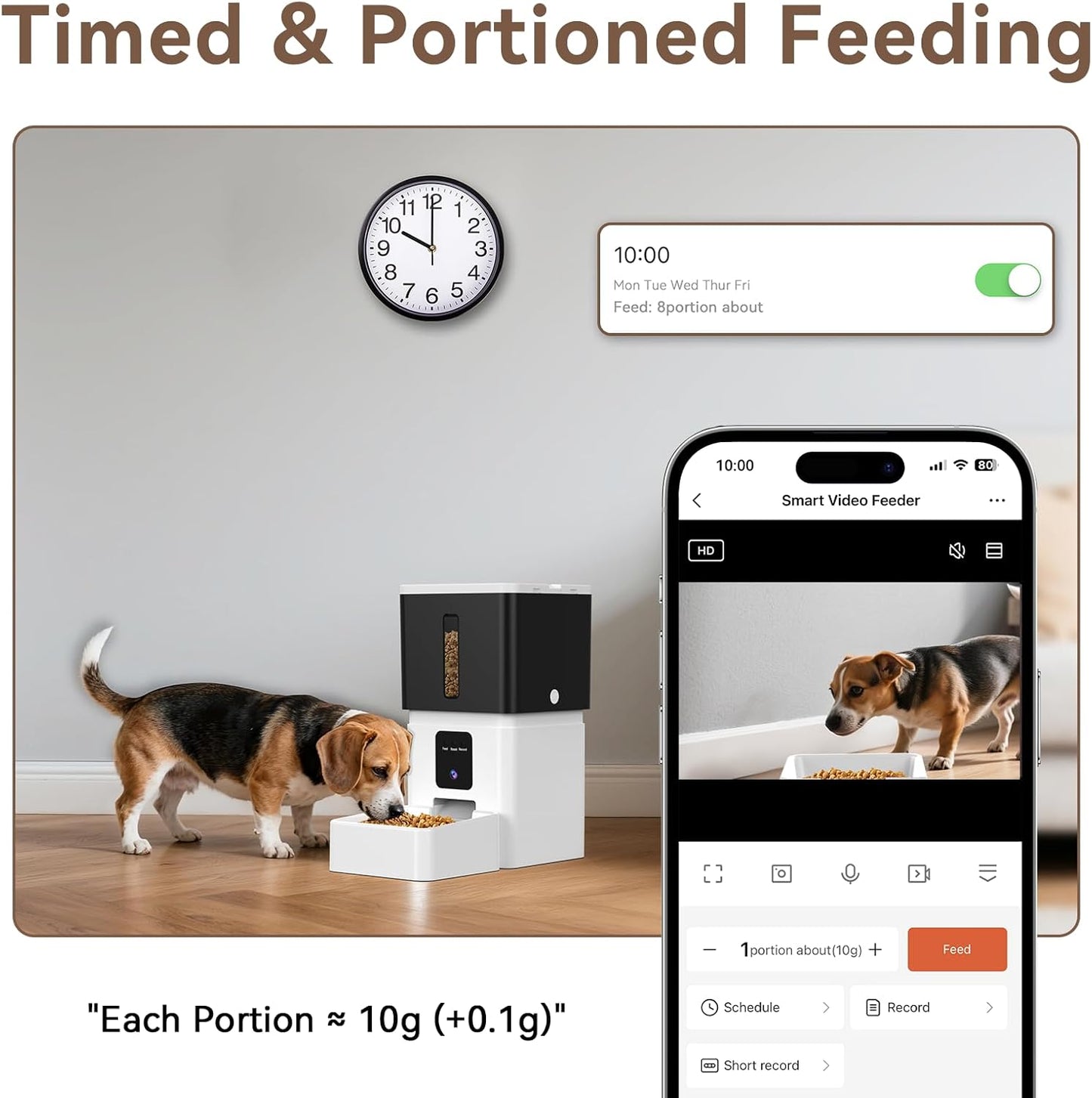 Automatic Dog Feeder with Camera: 8L/33 Cups 5G WiFi Timed Food Dispenser for Medium Dogs - 1080P HD Night Vision Video Recording 2-Way Audio APP Control