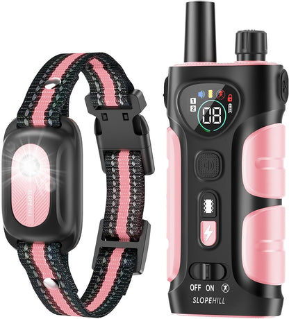 SLOPEHILL 4200 Ft Dog Shock Collar,IPX8 Waterproof Rechargeable Dog Training Collar with Remote,Electric Shock Collar for Dogs,2 Settings of Shock Collars(Green+Pink)