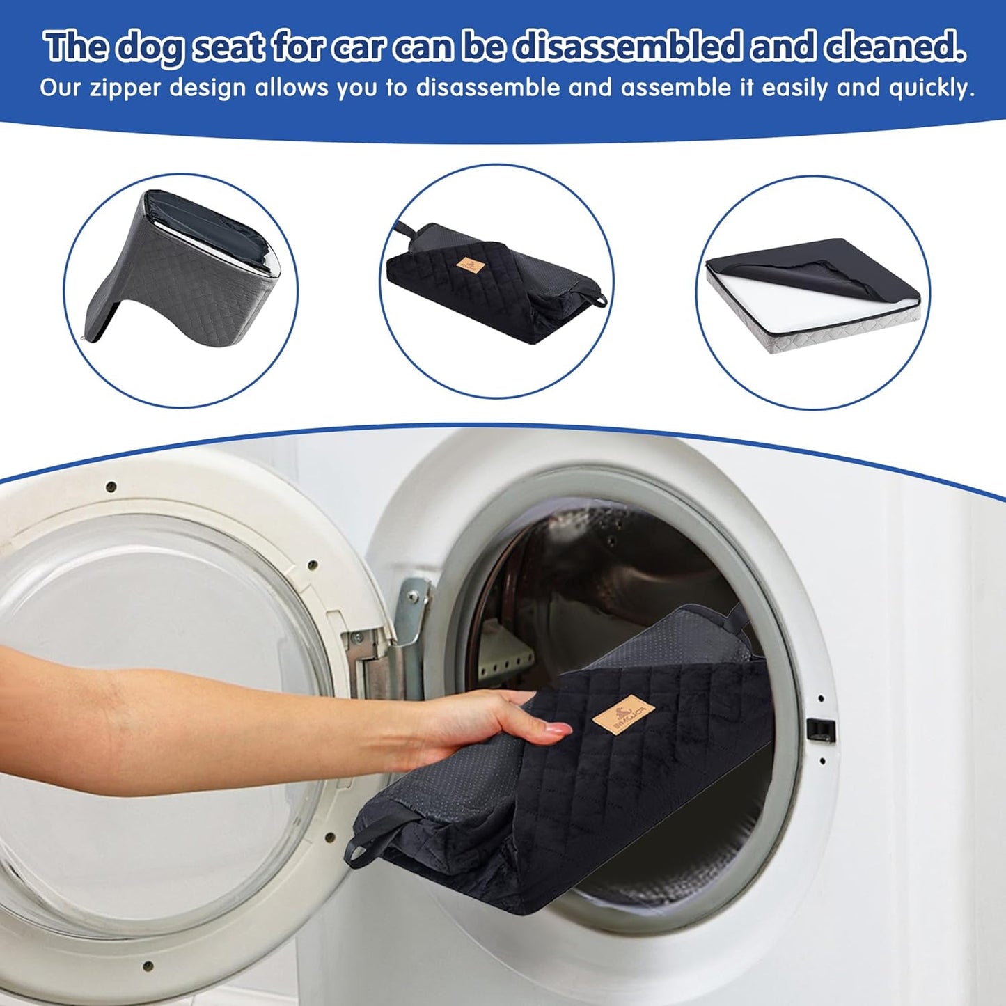 Dog Car Seat for Small/Medium Dogs, Dog Booster with Thick Memory Foam Two Layers of Elevated Cushion, Fully Detachable and Washable, Pet Booster Seat for Travel Accessories