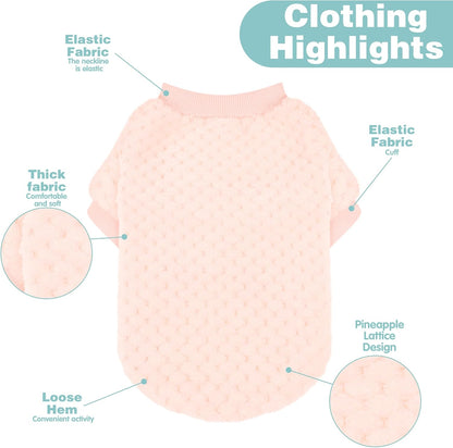 Fuzzy Pineapple Grid Dog Sweater - Ultra Soft & Warm Winter Pet Apparel, Fluffy Textured Knit for Small, Medium Dogs and Cats, Cozy Pullover Dog Coat for Cold Weather.Pink S