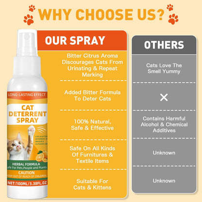 Cat Repellent Spray, Cat Deterrent Spray - Indoor & Outdoor Training Safe, Protect Furniture, Sofas, Rugs, Restricted Areas-for Behavior, Natural, Effective - New Formula 9