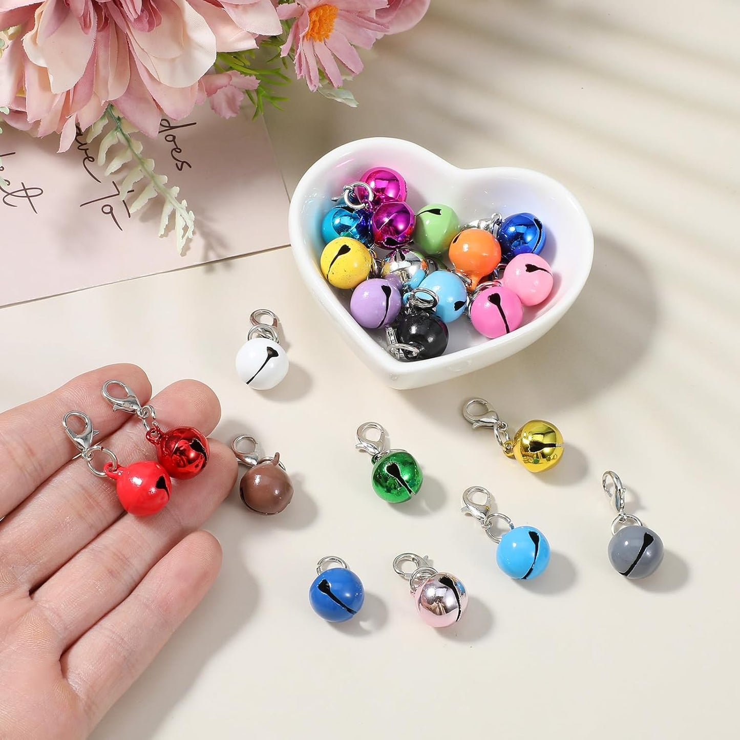 23 PCS Pet Bells for Dog Cat Collar, Colourful Cat Dog Bells with Clasps, Metal Bell for Small Pet Collar with Loud Crisp Sound for Collar Charm Accessories Christmas Decoration