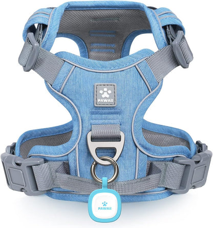 Pawaii No Pull Dog Harness with Pet ID Tag,Reflective Strips No Choke Front O Ring Breathable Mesh Adjustable Soft Padded Pet Vest with Easy Control Handle for Small Dogs