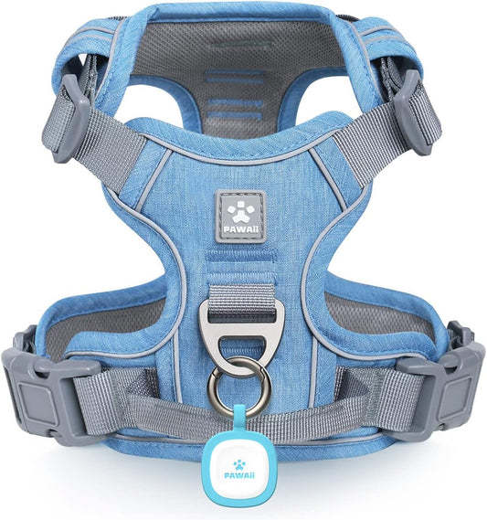 Pawaii No Pull Dog Harness with Pet ID Tag,Reflective Strips No Choke Front O Ring Breathable Mesh Adjustable Soft Padded Pet Vest with Easy Control Handle for Small Dogs