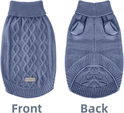 Small Dog Warm Winter Sweater MengMengDa Pet Clothes Puppy Knitwear for Small to Medium Breeds Dog Outfits (Dark Blue M)