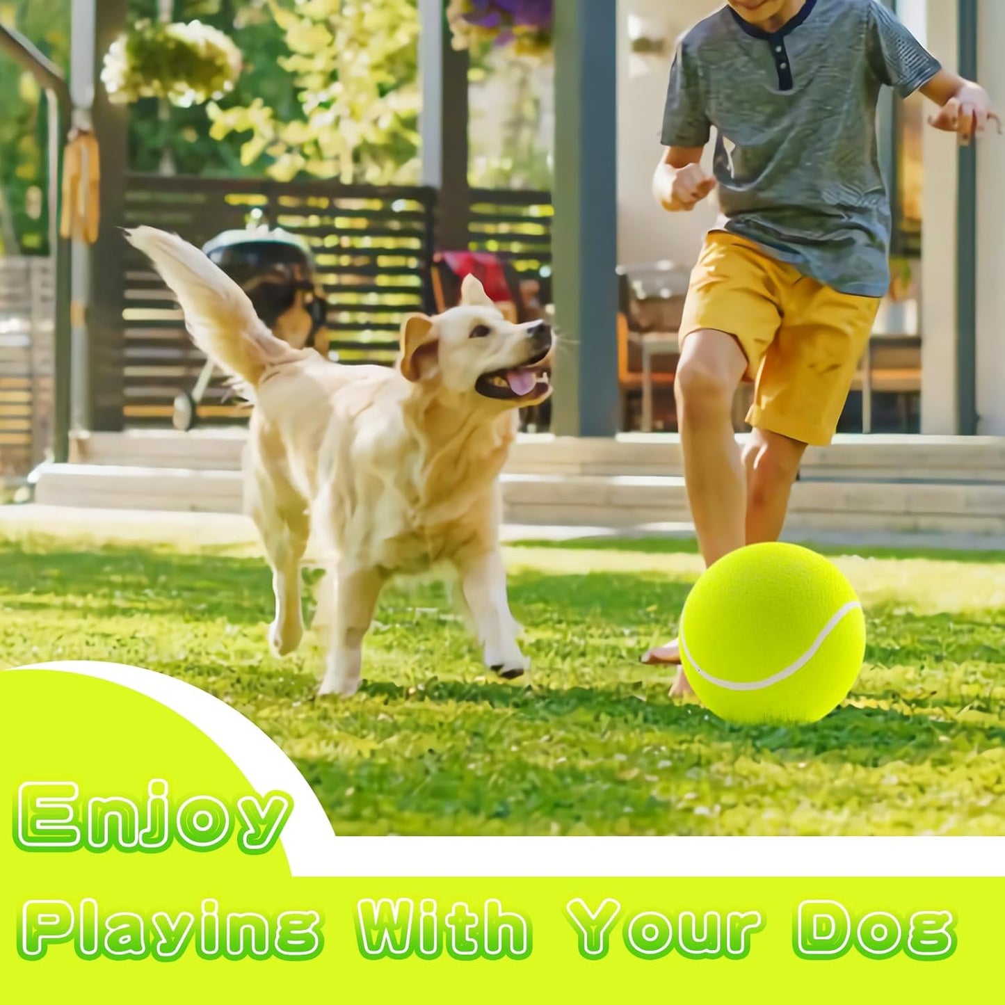 Big Tennis Ball for Dogs, Giant Dog Tennis Ball Toy Large Outdoor Sports Gift for Small Medium Large Dog (Yellow, 9.5 inch)