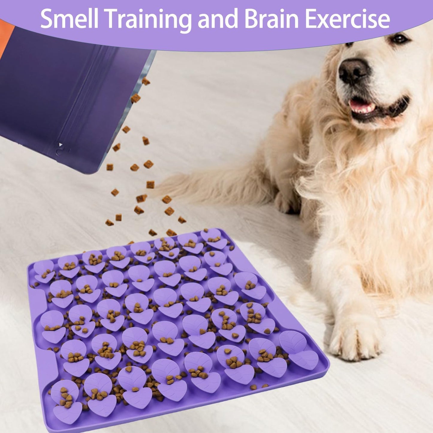 Dog Lick Mat & Snuffle Mat for Dogs – Slow Feeder Licking Mat with Suction Cups, Dog Enrichment Toys for Anxiety Relief, Training Smell & Natural Foraging, Slow Eating for Large Breed（Large Silicone ）