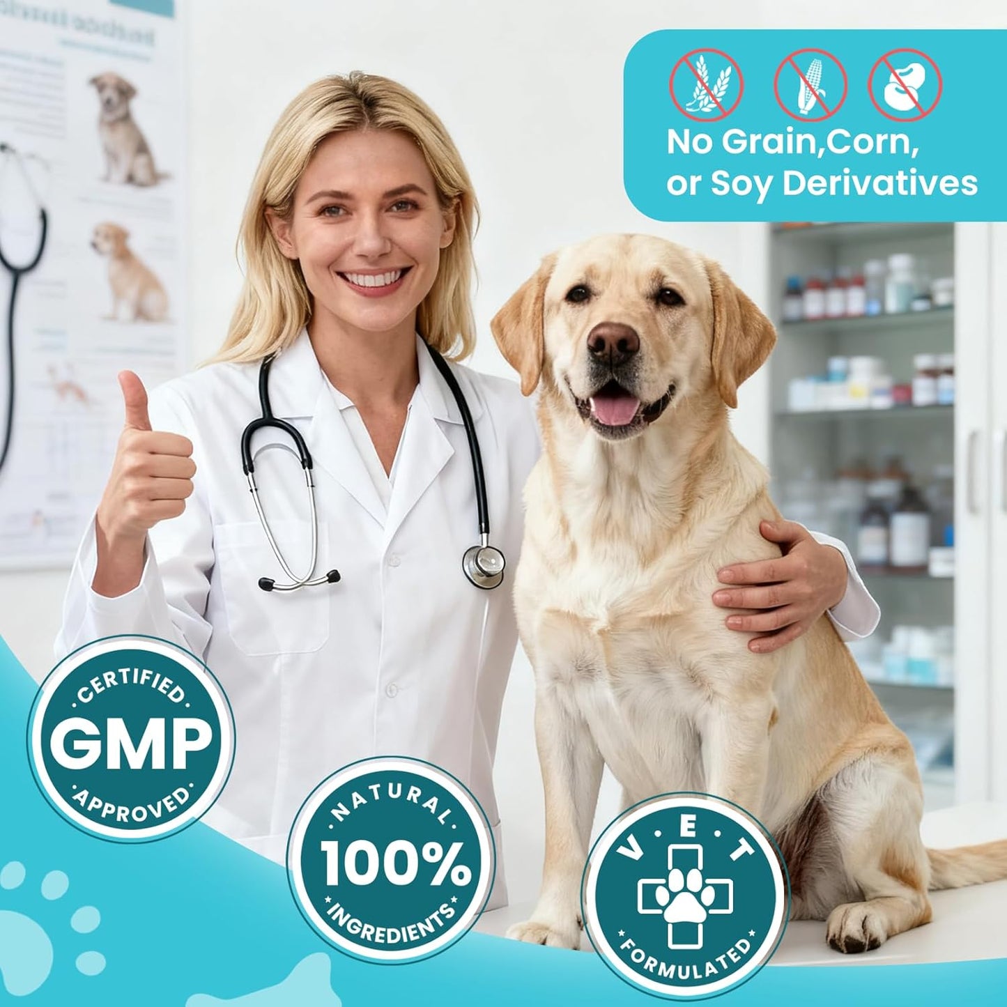 VUN Dog Anal Gland Chews,Stop Scoot Digestive Support with Pumpkin, Fiber & Probiotics,Anal Gland Relief for Dog,Scoot Relief & Healthy Bowel Function – 100 Chews