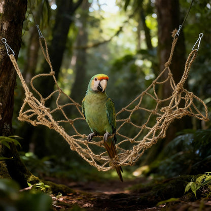 Parrot Climbing Rope Net – Multi-Size Colorful Bird Hammock, Ladder & Chew Toy with 4 Hooks for Cage, Cockatiel, Budgie, Parakeet, Rat & Small Pets