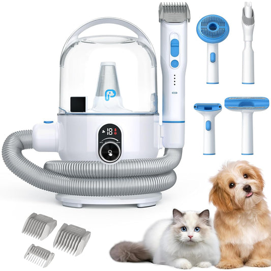 Dog Grooming Kit, Pet Grooming Vacuum, Dog Shaver with 5 Pet Grooming Tools, 99% Pet Hair Suction&2L Large Capacity Dust Cup, Low Noise Dog Hair Remover for Dogs Cats Pets