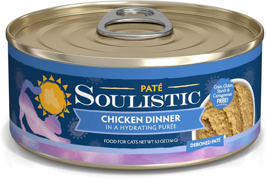 Soulistic Paté, Chicken Dinner in a Hydrating Purée, 5.5oz Can, Pack of 8