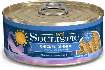 Soulistic Paté, Chicken Dinner in a Hydrating Purée, 5.5oz Can, Pack of 8