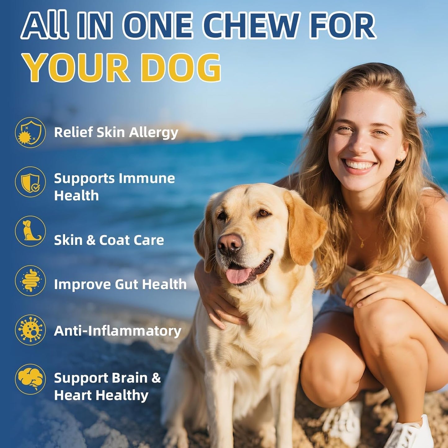 Dogs Allergy & Itch Relief Chews, Dog Probiotics for Itchy Skin and Itchy Ear, Dog Allergy Supplement for Paw Licking, Pet Itching Skin Relief with Colostrum, Fish Oil, Probiotic to Boost Immune 120ct
