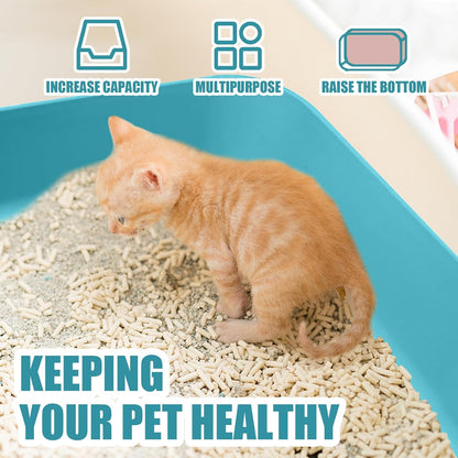 Small Litter Box, Plastic Kitten Litter Box, 13.9 x 9.8 x 3 Inch Open Litter Box for Small Pet, Easy to Clean (Blue 4PCS)