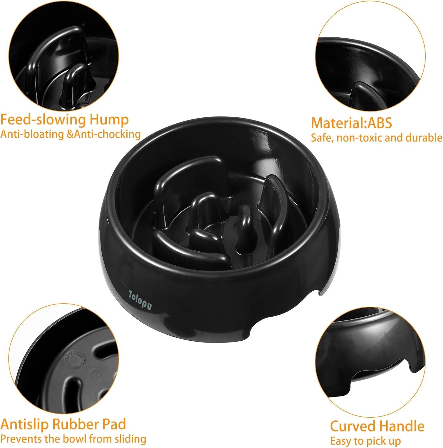 Large Slow Feeder Dog Bowls,Hold 8 Cups,Stop Bloat Bowl Anti-Choking &Anti-Gulping & Fun Feeding Bowl (Large, Black)
