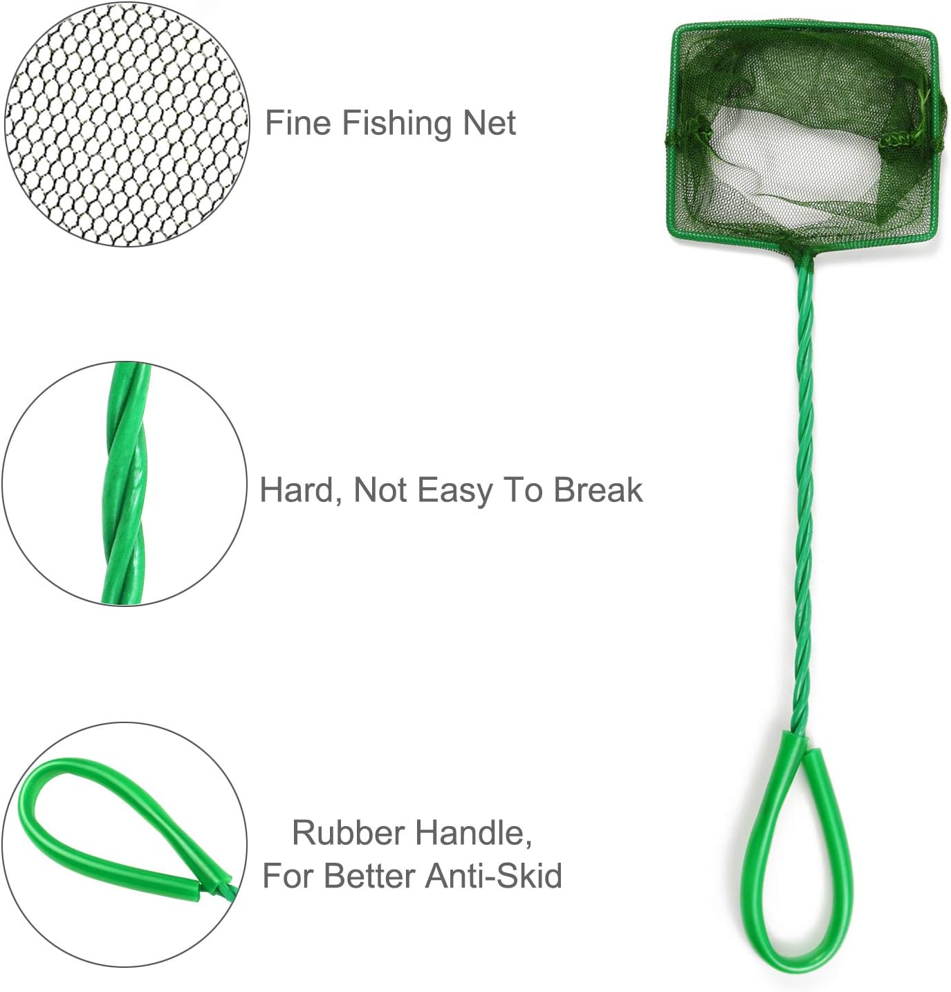 4 Pcs Aquarium Fish Net, 4 Inch Quick Catch Mesh Nylon Fishing Nets with Plastic Handle - Green