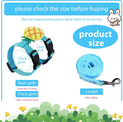 4 Sets Adjustable Bunny Rabbit Harness and Leash Set Small Pet Cute Vest Harness Leash Ferret Harness Guinea Pig Harness Ferret Leash with Decorations for Bunny Kitten Puppy, Small Pets
